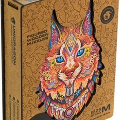 UNIDRAGON Houten Puzzel Dier - Voorzichtige Lynx- 187 Stukjes - Medium 22x33 Cm -Goedkope puzzels winkel 542x840