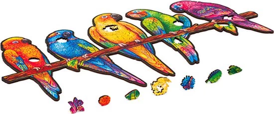 UNIDRAGON Houten Puzzel Dier - Speelse Papegaaien - 193 Stukjes - Medium 44x25 Cm 8 UNIDRAGON Houten Puzzel Dier - Speelse Papegaaien - 193 Stukjes - Medium 44x25 Cm - Afbeelding 8