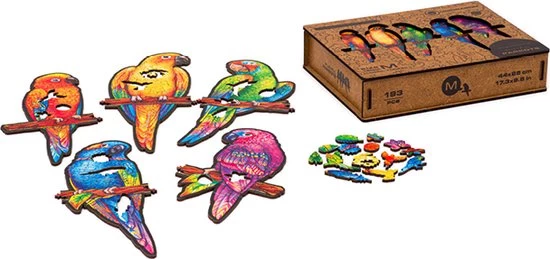 UNIDRAGON Houten Puzzel Dier - Speelse Papegaaien - 193 Stukjes - Medium 44x25 Cm 10 UNIDRAGON Houten Puzzel Dier - Speelse Papegaaien - 193 Stukjes - Medium 44x25 Cm - Afbeelding 10