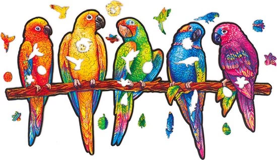 UNIDRAGON Houten Puzzel Dier - Speelse Papegaaien - 193 Stukjes - Medium 44x25 Cm 7 UNIDRAGON Houten Puzzel Dier - Speelse Papegaaien - 193 Stukjes - Medium 44x25 Cm - Afbeelding 7