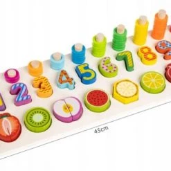 Iso Trade Montessori Educatief Houten 4-in-1 Alfabet Puzzel (Hoofdletters) + Getallen Rekenpuzzel + Vormenpuzzel + Kleuren Tellen En Stapelen Montessori Toys Leer Letters, Cijfers, Vorm + Kleuren -Goedkope puzzels winkel 550x322