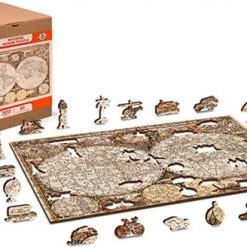 Wooden City - 2in1 - Houten Legpuzzel - Antique World Map - 37,5x25,4cm -Goedkope puzzels winkel 550x328 1