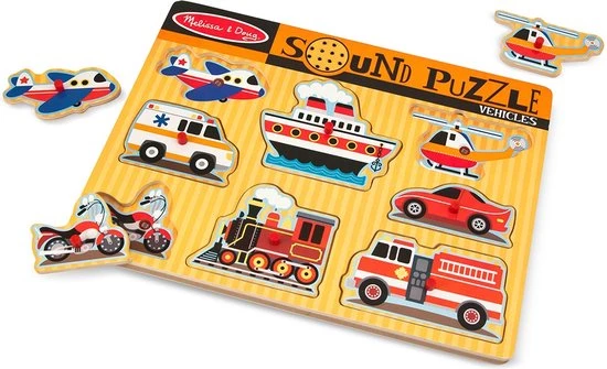 Melissa & Doug Houten Puzzel Met Geluid Voertuigen 2 Melissa & Doug Houten Puzzel Met Geluid Voertuigen - Afbeelding 2