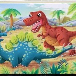 Merkloos Kinderpuzzel Dinosaurus - 60 Stukjes - 22.5x14 Cm - Schoencadeautje Sinterklaas