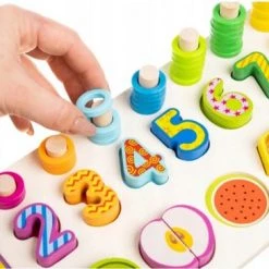 Iso Trade Montessori Educatief Houten 4-in-1 Alfabet Puzzel (Hoofdletters) + Getallen Rekenpuzzel + Vormenpuzzel + Kleuren Tellen En Stapelen Montessori Toys Leer Letters, Cijfers, Vorm + Kleuren -Goedkope puzzels winkel 550x365 1