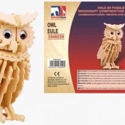 Merkloos Houten Dieren 3D Puzzel Uil 7 X 9 X 14,5 Cm - Speelgoed Bouwpakket