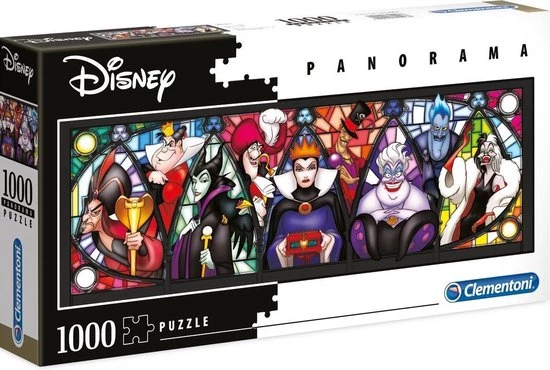 Clementoni - Disney Panorama High Quality Collectie Puzzel - Slechterikken - 1000 Stukjes, Puzzel Volwassenen 1 Clementoni - Disney Panorama High Quality Collectie Puzzel - Slechterikken - 1000 Stukjes, Puzzel Volwassenen