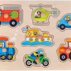 Goki Houten Noppenpuzzel Voertuigen, 7st.