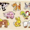 Merkloos Houten Puzzel 1 Jaar - Goki Puzzel - Boerderij Dieren