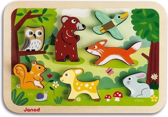Janod Chunky Puzzel Bosdieren 3 Janod Chunky Puzzel Bosdieren - Afbeelding 3