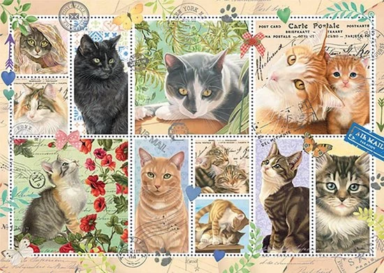 Jumbo Premium Collection Puzzel Franciens Katten Cat Stamps - Legpuzzel - 1000 Stukjes 8 Jumbo Premium Collection Puzzel Franciens Katten Cat Stamps - Legpuzzel - 1000 Stukjes - Afbeelding 8