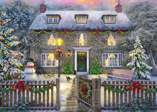 Jumbo Falcon Puzzel The Christmas Cottage - Legpuzzel - 1000 Stukjes 2 Jumbo Falcon Puzzel The Christmas Cottage - Legpuzzel - 1000 Stukjes - Afbeelding 2