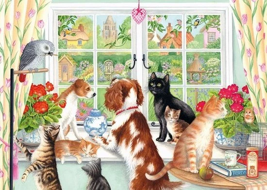 Falcon Puzzel Animals At Home - Legpuzzel - 2 X 1000 Stukjes 3 Falcon Puzzel Animals At Home - Legpuzzel - 2 X 1000 Stukjes - Afbeelding 3