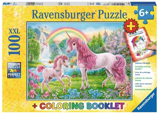 Ravensburger Puzzel Eenhoorns - Legpuzzel - 100XXL Stukjes Met Kleurboek 2 Ravensburger Puzzel Eenhoorns - Legpuzzel - 100XXL Stukjes Met Kleurboek - Afbeelding 2