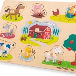 New Classic Toys Houten Legpuzzel Boerderij - 8 Puzzelstukjes - FSC 100%-gecertificeerd Hout