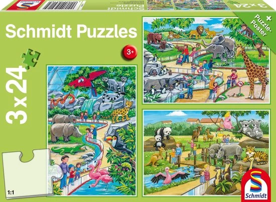 Schmidt 3-in-1 Puzzel Een Dagje Dierentuin Junior 4-delig 1 Schmidt 3-in-1 Puzzel Een Dagje Dierentuin Junior 4-delig