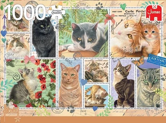 Jumbo Premium Collection Puzzel Franciens Katten Cat Stamps - Legpuzzel - 1000 Stukjes 6 Jumbo Premium Collection Puzzel Franciens Katten Cat Stamps - Legpuzzel - 1000 Stukjes - Afbeelding 6