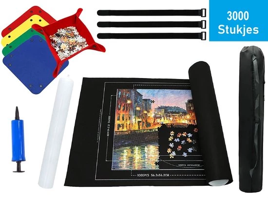 PLAY-IT PLAY IT Puzzelmat XXL 3000 Stuks Oprolbaar - Inclusief Opbergtas, Pomp & Puzzel Bakjes 1 PLAY-IT PLAY IT Puzzelmat XXL 3000 Stuks Oprolbaar - Inclusief Opbergtas, Pomp & Puzzel Bakjes