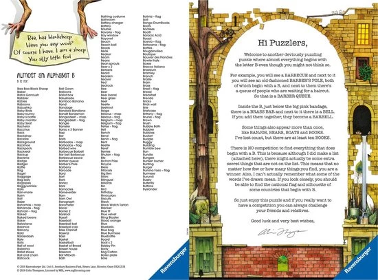 Ravensburger Puzzel Colin Thompson Awesome Alphabet "B" - Legpuzzel - 1000 Stukjes 3 Ravensburger Puzzel Colin Thompson Awesome Alphabet "B" - Legpuzzel - 1000 Stukjes - Afbeelding 3