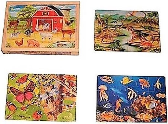 Playwood / Roel Houten Puzzel 4x In Kistje Dieren Wereld 1 Playwood / Roel Houten Puzzel 4x In Kistje Dieren Wereld