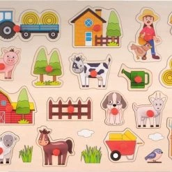 Engelhart Houten Steekpuzzel Knopjes Puzzel Boerderij 40x30cm