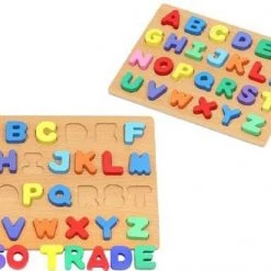 Iso Trade Montessori Educatief Houten 4-in-1 Alfabet Puzzel (Hoofdletters) + Getallen Rekenpuzzel + Vormenpuzzel + Kleuren Tellen En Stapelen Montessori Toys Leer Letters, Cijfers, Vorm + Kleuren -Goedkope puzzels winkel 550x412 3