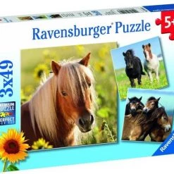 Ravensburger Puzzel Schattige Pony's - 3x49 Stukjes - Kinderpuzzel -Goedkope puzzels winkel 550x453 1