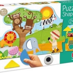 Goula Vormenpuzzel Safari Hout - 13 Stukjes -Goedkope puzzels winkel 550x454 3