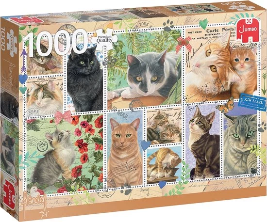 Jumbo Premium Collection Puzzel Franciens Katten Cat Stamps - Legpuzzel - 1000 Stukjes 1 Jumbo Premium Collection Puzzel Franciens Katten Cat Stamps - Legpuzzel - 1000 Stukjes