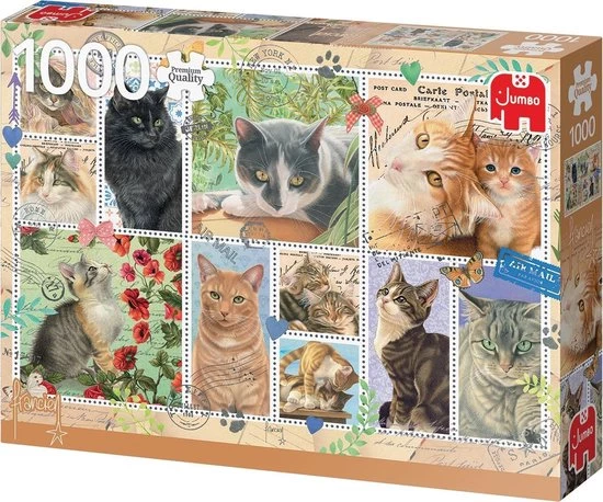Jumbo Premium Collection Puzzel Franciens Katten Cat Stamps - Legpuzzel - 1000 Stukjes 4 Jumbo Premium Collection Puzzel Franciens Katten Cat Stamps - Legpuzzel - 1000 Stukjes - Afbeelding 4