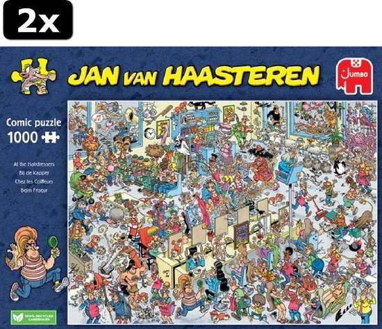 2x Jan Van Haasteren Bij De Kapper 1000 Stukjes - Legpuzzel 3 2x Jan Van Haasteren Bij De Kapper 1000 Stukjes - Legpuzzel - Afbeelding 3