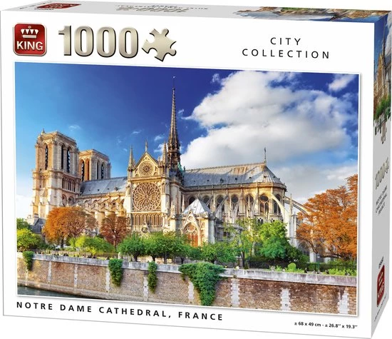 King Puzzel 1000 Stukjes (68 X 49 Cm) - Notre Dame Parijs - Legpuzzel - Gebouwen - Volwassenen 2 King Puzzel 1000 Stukjes (68 X 49 Cm) - Notre Dame Parijs - Legpuzzel - Gebouwen - Volwassenen - Afbeelding 2