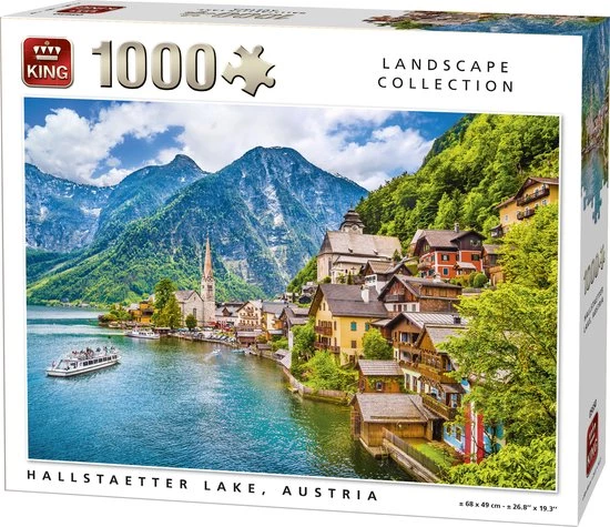 King Puzzel 1000 Stukjes (68 X 49 Cm) - Hallstaetter Lake - Legpuzzel - Landschap - Volwassenen 1 King Puzzel 1000 Stukjes (68 X 49 Cm) - Hallstaetter Lake - Legpuzzel - Landschap - Volwassenen
