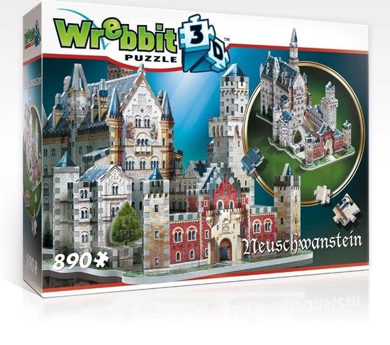 Wrebbit Neuschwanstein Kasteel - 3D Puzzel - 890 Stukjes 1 Wrebbit Neuschwanstein Kasteel - 3D Puzzel - 890 Stukjes