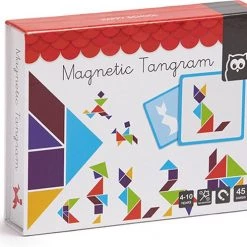 Eurekakids Magneet Tangram Van Hout - Magnetische Puzzel Met Geometrische Vormen - Met 45 Opgaves