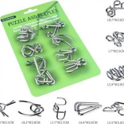 ICollection Metalen IQ Puzzels - 8 Stuks - Breinbrekers - Type 2/Groen - Schoencadeau