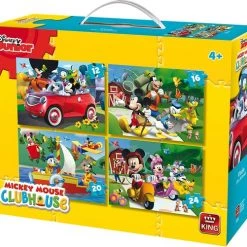 Vegaoo Disney 4 In 1 Puzzel Mickey Mouse - Vier Kinderpuzzels In Een Koffertje - King