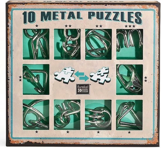 Eureka - Eureka! 10 Metalen Puzzels Groene Editie 1 Eureka - Eureka! 10 Metalen Puzzels Groene Editie