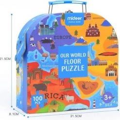 MiDeer - Wereldkaart - Menselijke Geografie - 100 Grote Puzzelstukjes In Mooie Doos - Kinderpuzzel - Educatief Speelgoed Voor Kinderen - Puzzel Voor Peuters En Kleuters Vanaf 3 Jaar -Goedkope puzzels winkel 550x537 1