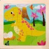 LS Goods Houten Puzzel - Brachiosaurus - 9 Delig - 11x11 Cm - Montessori