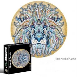 Honley Toys Leeuw Mandala - 1000 Stukjes - Ronde Puzzel - 65cm