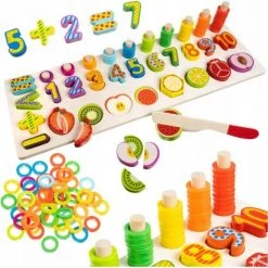 Iso Trade Montessori Educatief Houten 4-in-1 Alfabet Puzzel (Hoofdletters) + Getallen Rekenpuzzel + Vormenpuzzel + Kleuren Tellen En Stapelen Montessori Toys Leer Letters, Cijfers, Vorm + Kleuren -Goedkope puzzels winkel 550x549 1