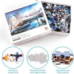 Happy Puzzle Sneeuwnacht Aurora Puzzel 1000 Stukjes Volwassenen - Legpuzzels Puzzle - 50*70 Cm - Speelgoed Hobby En Creatief Voor Volwassenen - Jigsaw Puzzel - Landschap -Goedkope puzzels winkel 550x549 10
