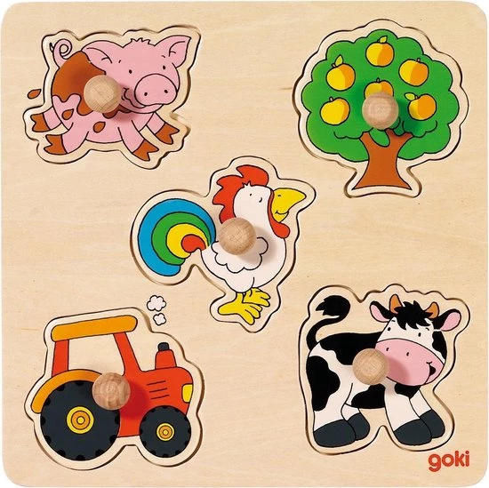 Goki Houten Platteland Puzzel 5-delig 1 Goki Houten Platteland Puzzel 5-delig