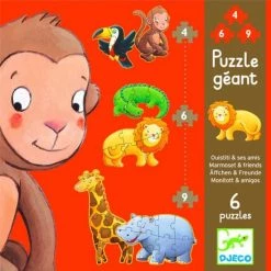 Djeco Puzzel Safaridieren Ouistiti & Zijn Vrienden (4, 6 & 9 Stukjes) -Goedkope puzzels winkel 550x550 109