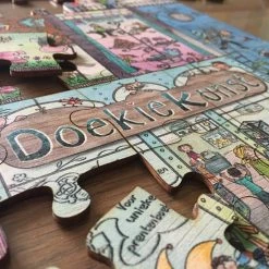 DoekieKunst Houten Puzzel 100 Stukjes - 50x50 Cm - In Luxe Houten Doos