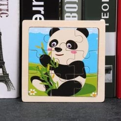 AB Houten Puzzel - 9 Delig - Montessori - Panda