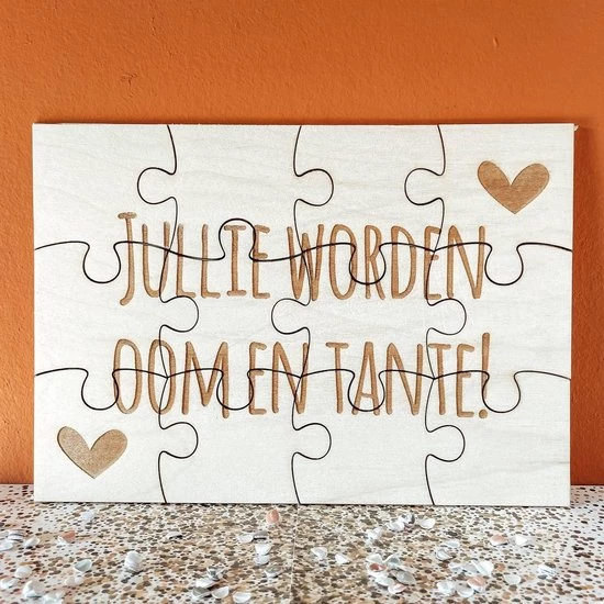 SUS Design Houten Puzzel A5 | Zwangerschapsaankondiging | Jullie Worden Oom En Tante! 1 SUS Design Houten Puzzel A5 | Zwangerschapsaankondiging | Jullie Worden Oom En Tante!