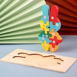 Femur Houten Kinderpuzzel Konijn - Nijntje - Dieren Puzzel 3D Puzzel Goed Voor De Ontwikkeling Montessori Speelgoed Kinderspeelgoed