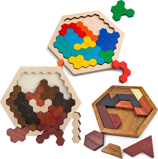 Van Theo Houten Puzzel Set - 3 Stuks Tangram Hexagon - Smartgames - Breinbreker - Vormen Puzzel - Kinderspeelgoed - Educatief Speelgoed - Vanaf 3 Jaar 1 Van Theo Houten Puzzel Set - 3 Stuks Tangram Hexagon - Smartgames - Breinbreker - Vormen Puzzel - Kinderspeelgoed - Educatief Speelgoed - Vanaf 3 Jaar